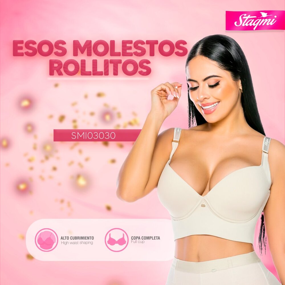 Stagmi Best Push Up Back Smoothing Bra Colombianas Faja "Magic Bra" Full Cup NEW - Picture 4 of 16